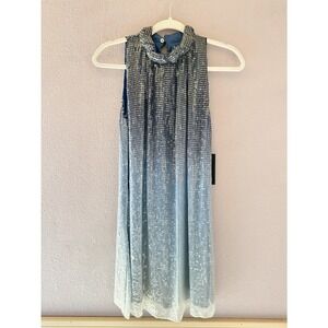 NWT Alice + Olivia Blue‎ Ombre Sequined Silk Dress Size XS